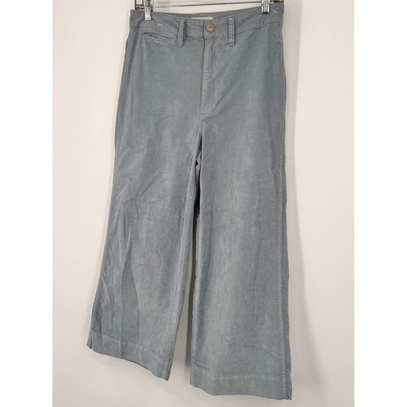 Madewell Velvetteen Wide Leg Crop Pants Dusty Rain Drop Blue High Rise 27 - Picture 7 of 11